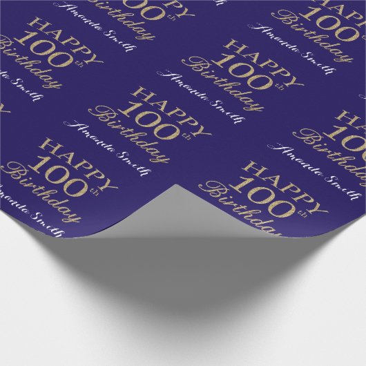 Papier Cadeau Joyeux 100e anniversaire Parties scintillant d'or  (Coin)