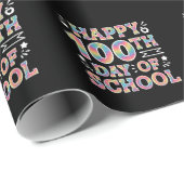 Papier Cadeau Joyeux 100ème Jour De L'École Tie Dye Arc En Ciel (Coin rond)