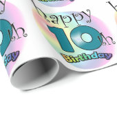 Papier Cadeau Joyeux 10e anniversaire (Coin rond)