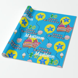 Papier Cadeau Joyeux 10e anniversaire Enveloppement des ballons 