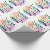 Papier Cadeau Joyeux 10e anniversaire (rose) (Coin)