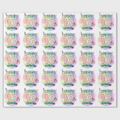 Papier Cadeau Joyeux 10e anniversaire (rose) (Plat)