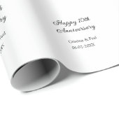 Papier Cadeau Joyeux 10e anniversaire simple nom de mariage mini (Coin rond)