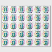 Papier Cadeau Joyeux 11e anniversaire (Plat)
