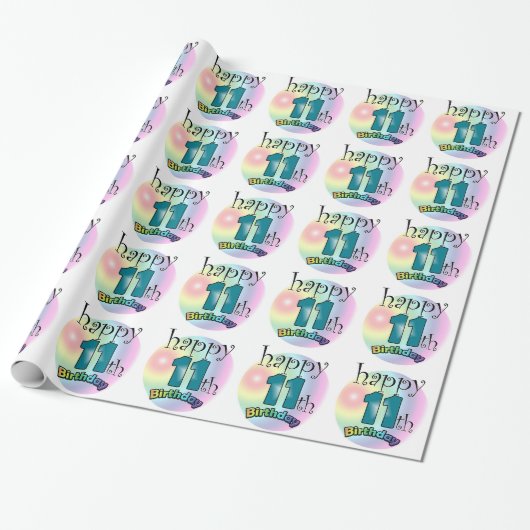 Papier Cadeau Joyeux 11e anniversaire (Déroulé)
