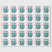 Papier Cadeau Joyeux 12e anniversaire (Plat)