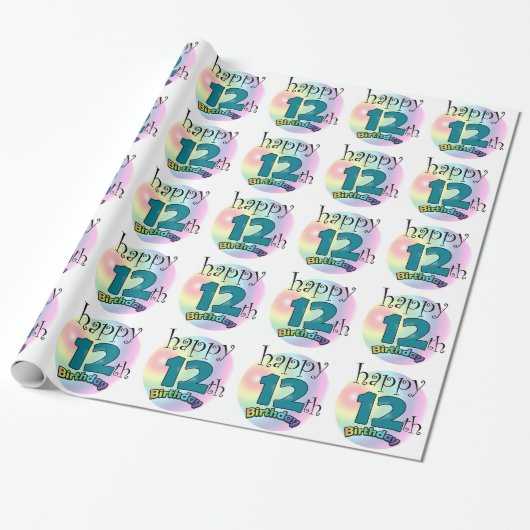Papier Cadeau Joyeux 12e anniversaire (Déroulé)