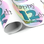 Papier Cadeau Joyeux 12e anniversaire (Coin rond)