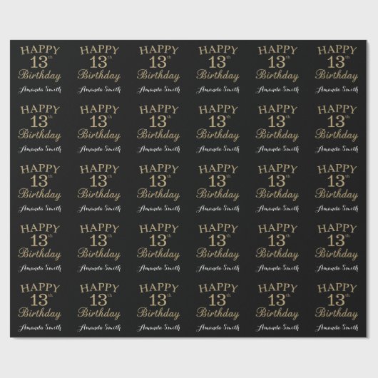Papier Cadeau Joyeux 13e anniversaire Parties scintillant d'or p (Plat)