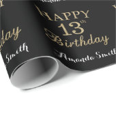 Papier Cadeau Joyeux 13e anniversaire Parties scintillant d'or p (Coin rond)