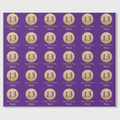 Papier Cadeau Joyeux 13e anniversaire Parties scintillant violet (Plat)