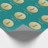 Papier Cadeau Joyeux 15e anniversaire Turquoise et Parties scint (Coin)