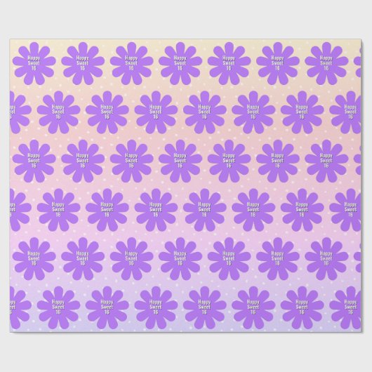 Papier Cadeau Joyeux 16 mauve marguerite (Plat)