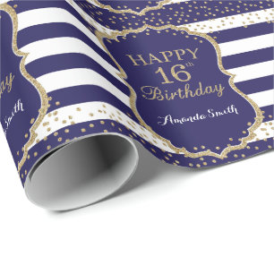 Papier Cadeau Joyeux 16e anniversaire de la Parties scintillant 