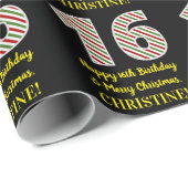 Papier Cadeau Joyeux 16e anniversaire & Joyeux Noël, Nom personn (Coin rond)