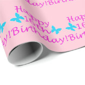 Papier Cadeau Joyeux 16ème anniversaire (Coin rond)