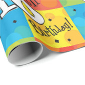 Papier Cadeau Joyeux 16ème anniversaire coloré (Coin rond)