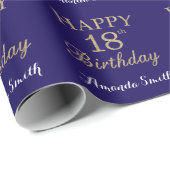 Papier Cadeau Joyeux 18e anniversaire Parties scintillant d'or e (Coin rond)