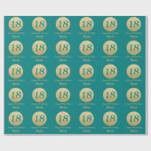 Papier Cadeau Joyeux 18e anniversaire Turquoise et Parties scint (Plat)