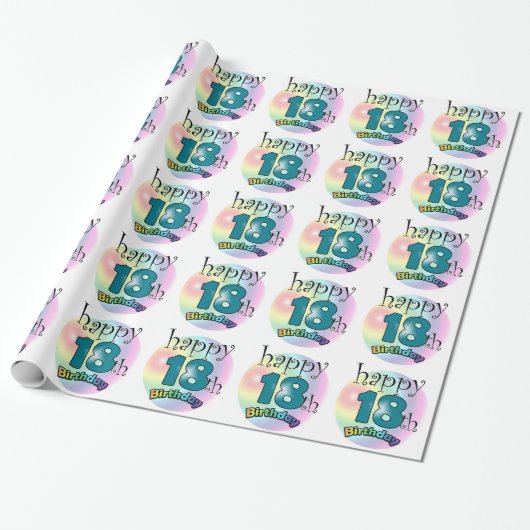 Papier Cadeau Joyeux 18ème anniversaire (Déroulé)