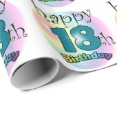 Papier Cadeau Joyeux 18ème anniversaire (Coin rond)