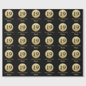 Papier Cadeau Joyeux 19e anniversaire Parties scintillant Noir e (Plat)