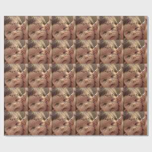 Papier Cadeau Joyeux 1er anniversaire nom photo date calligr sty