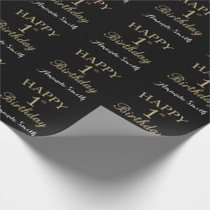 Papier Cadeau Joyeux 1er anniversaire Parties scintillant d'or p