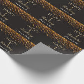 Papier Cadeau Joyeux 1er anniversaire Parties scintillant noire  (Coin)