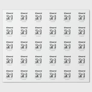 Papier Cadeau Joyeux 21 anniversaire nom en lettre gras cadeaux