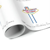 Papier Cadeau Joyeux 21e anniversaire Las Vegas papier enveloppa (Coin rond)
