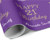 Papier Cadeau Joyeux 21e anniversaire Parties scintillant d'or e (Coin rond)
