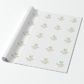 Papier Cadeau Joyeux 21e Anniversaire vert ajouter nom monogramm (Déroulé)
