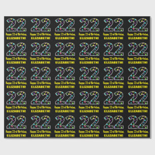 Papier Cadeau Joyeux 22e anniversaire, Amusants Etoiles colorée