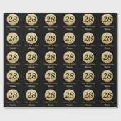 Papier Cadeau Joyeux 28e anniversaire Parties scintillant Noir e (Plat)