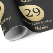 Papier Cadeau Joyeux 29e anniversaire Parties scintillant Noir e (Coin rond)