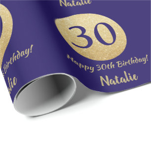 Papier Cadeau Joyeux 30e anniversaire Marine Parties scintillant