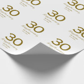 Papier Cadeau Joyeux 30e anniversaire nom date golden bold lette (Coin)