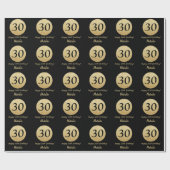 Papier Cadeau Joyeux 30e anniversaire Parties scintillant Noir e (Plat)