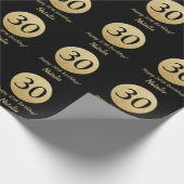 Papier Cadeau Joyeux 30e anniversaire Parties scintillant Noir e (Coin)