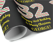 Papier Cadeau Joyeux 32e anniversaire & Joyeux Noël, Nom personn (Coin rond)