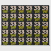 Papier Cadeau Joyeux 38e anniversaire & Joyeux Noël, Nom personn (Plat)