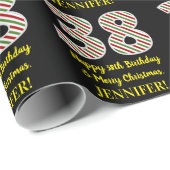 Papier Cadeau Joyeux 38e anniversaire & Joyeux Noël, Nom personn (Coin rond)