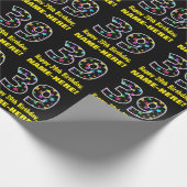 Papier Cadeau Joyeux 39e anniversaire, Fun Colorful Stars Motif (Coin)