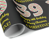 Papier Cadeau Joyeux 39e anniversaire & Joyeux Noël, Nom personn (Coin rond)