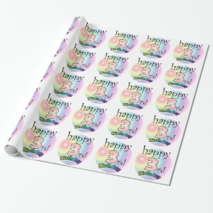 Papier Cadeau Joyeux 3e anniversaire (roze)