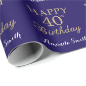 Papier Cadeau Joyeux 40e anniversaire de la Parties scintillant  (Coin rond)