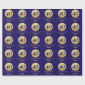 Papier Cadeau Joyeux 40e anniversaire Marine Parties scintillant (Plat)