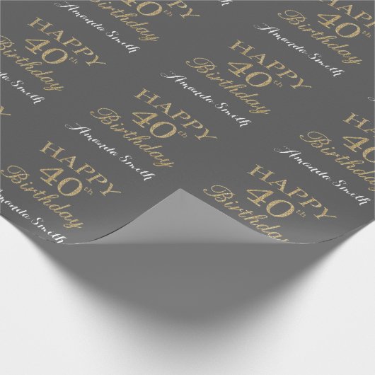 Papier Cadeau Joyeux 40e anniversaire Parties scintillant d'or e (Coin)