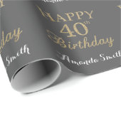 Papier Cadeau Joyeux 40e anniversaire Parties scintillant d'or e (Coin rond)